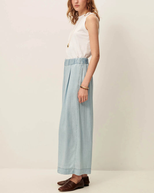 Women's 7/8 Length Wide-Leg Pants Lyocell Twill - Indigo Alizea
