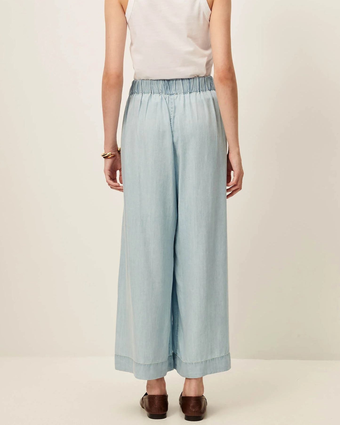 Women's 7/8 Length Wide-Leg Pants Lyocell Twill - Indigo Alizea