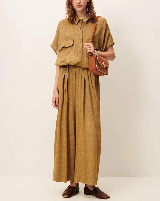 Women's Cropped Wide-Leg Elasticated Trousers in LENZINGECOVERO Viscose Pampa
