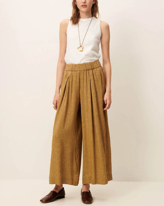 Women's Cropped Wide-Leg Elasticated Trousers in LENZINGECOVERO Viscose Pampa
