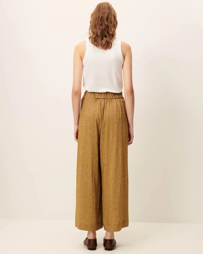 Women's Cropped Wide-Leg Elasticated Trousers in LENZINGECOVERO Viscose Pampa