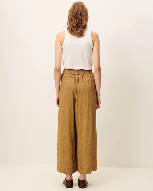 Women's Cropped Wide-Leg Elasticated Trousers in LENZINGECOVERO Viscose Pampa