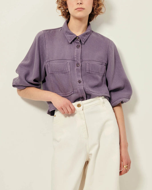 Women's Overshirt Lyocell - Stonewashed Light Denim Sweet-Storm