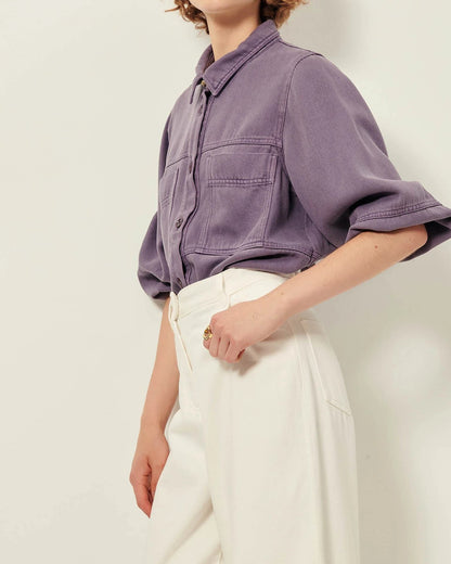 Women's Overshirt Lyocell - Stonewashed Light Denim Sweet-Storm