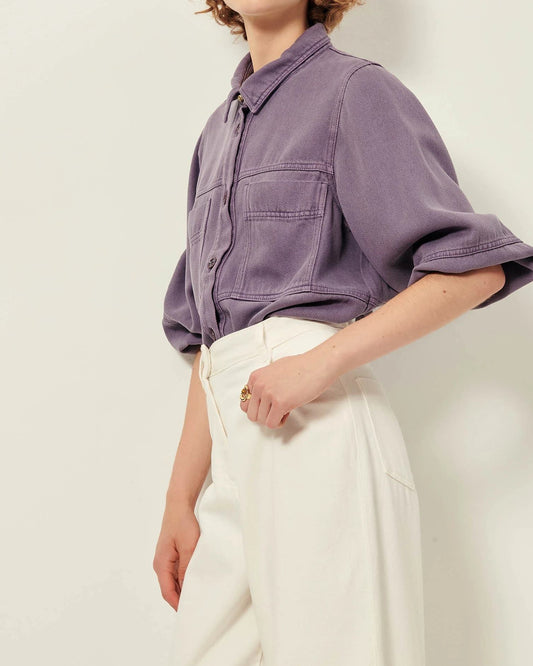 Women's Overshirt Lyocell - Stonewashed Light Denim Sweet-Storm