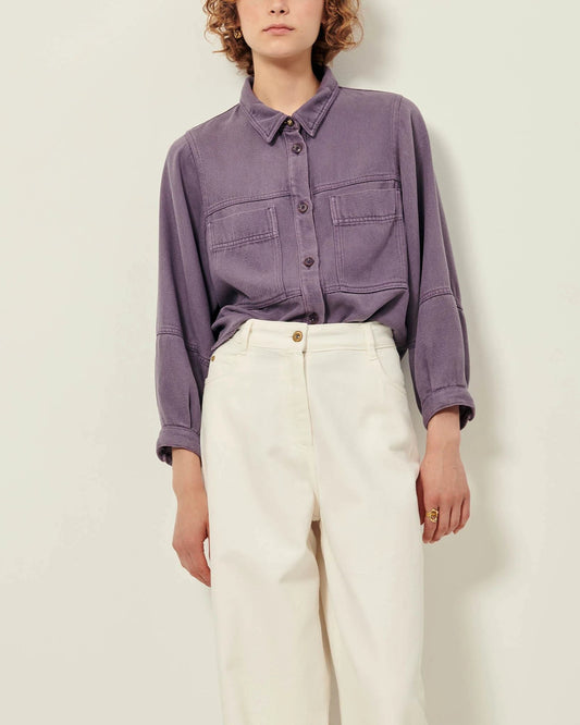 Women's Overshirt Lyocell - Stonewashed Light Denim Sweet-Storm