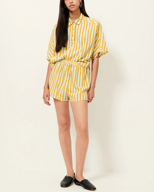 Women's Cropped Polo Shirt Viscose Poplin - Lagune