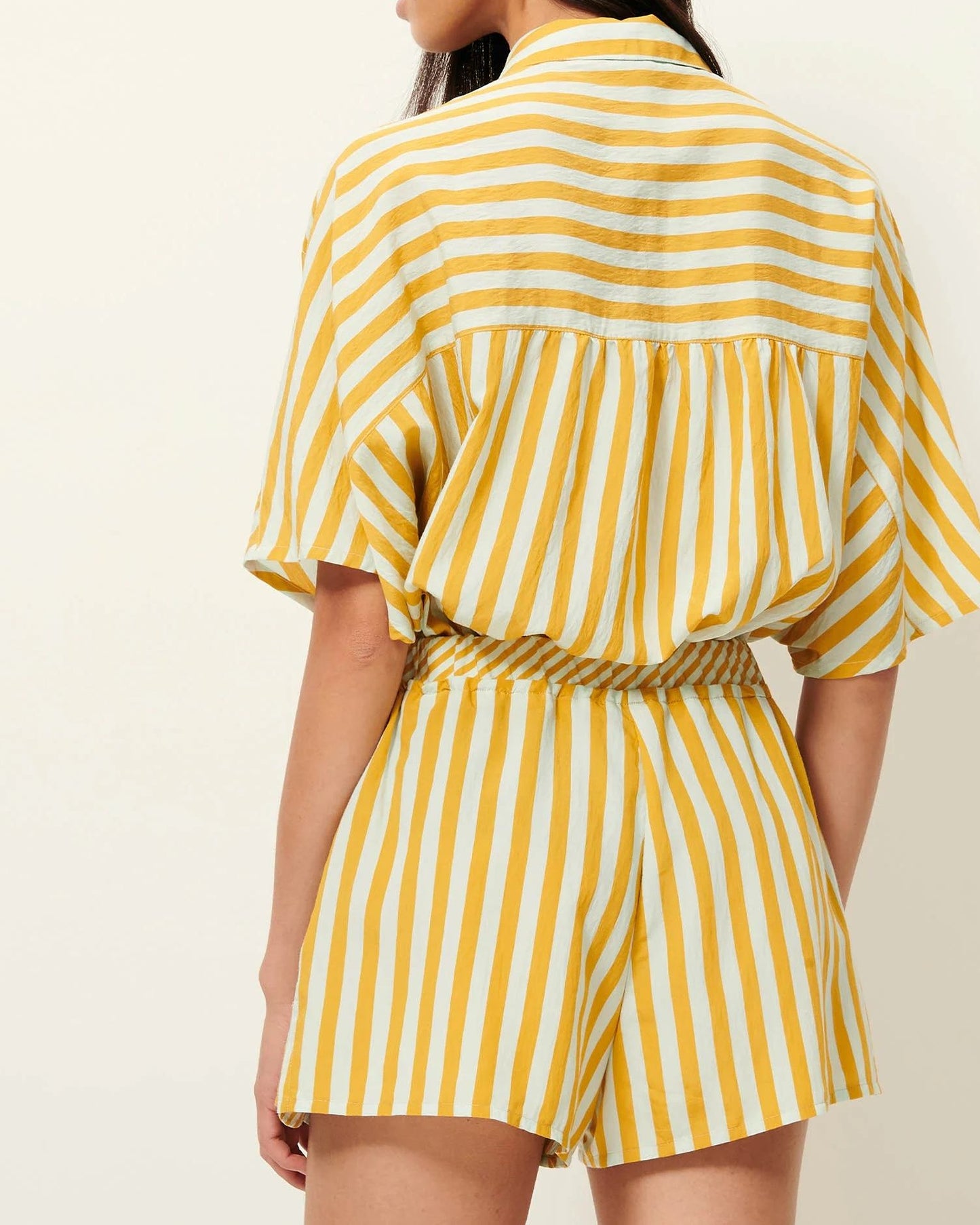 Women's Cropped Polo Shirt Viscose Poplin - Lagune