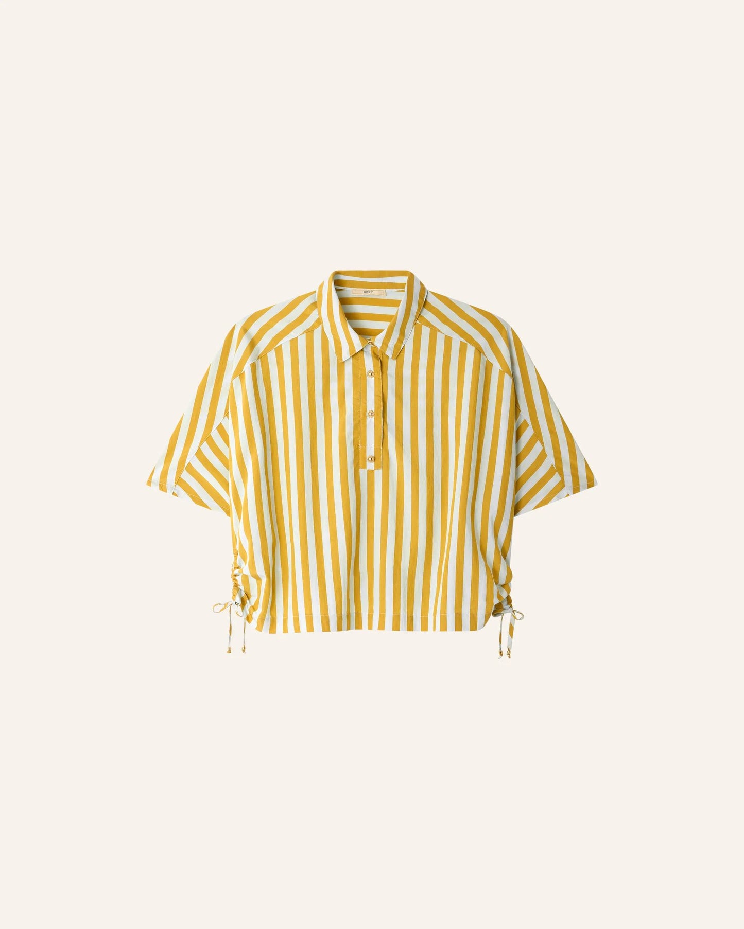 Women's Cropped Polo Shirt Viscose Poplin - Lagune