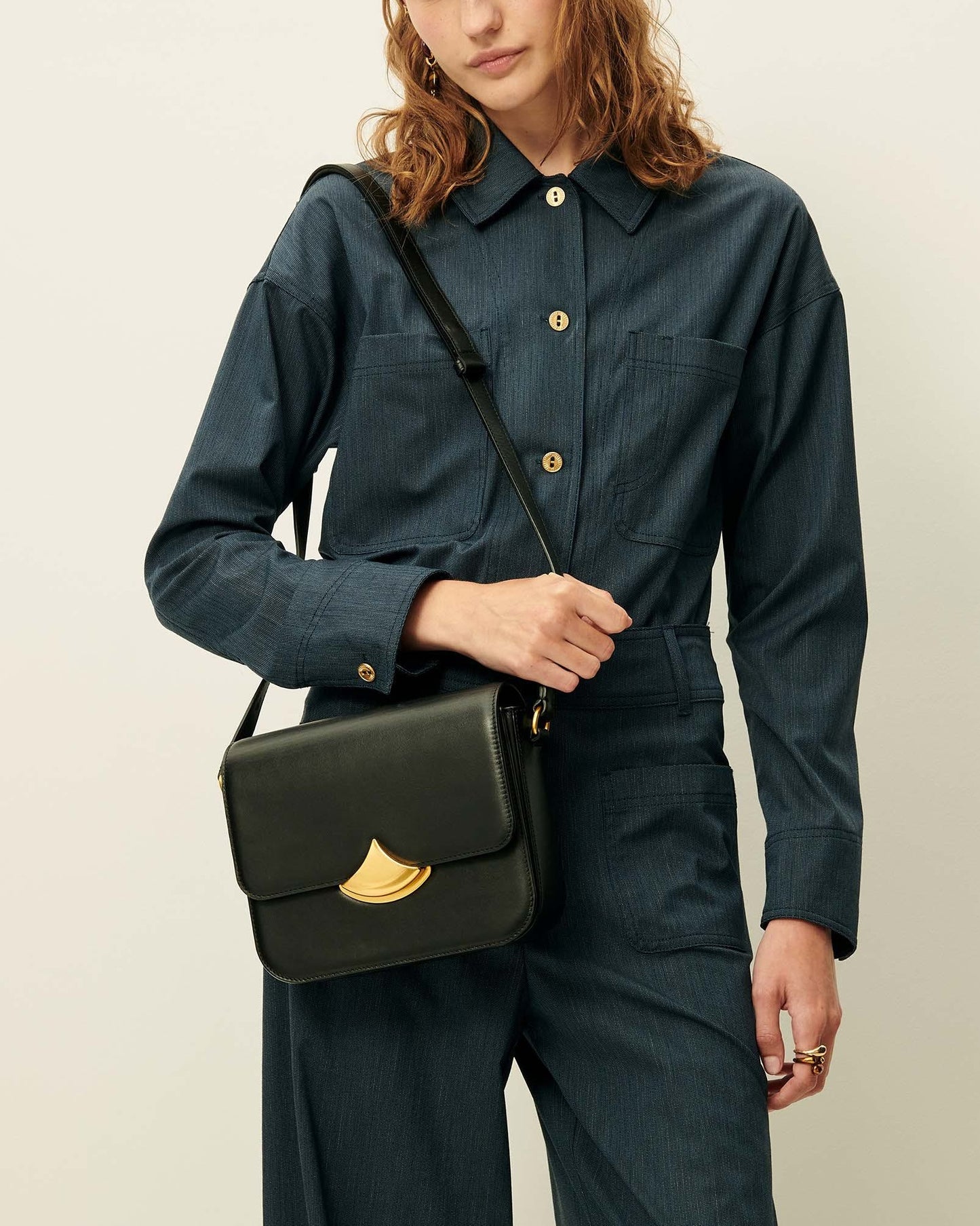 Unisex Overshirt Textured Slub-Yarn Cotton-Linen - Blue Worker-Blue