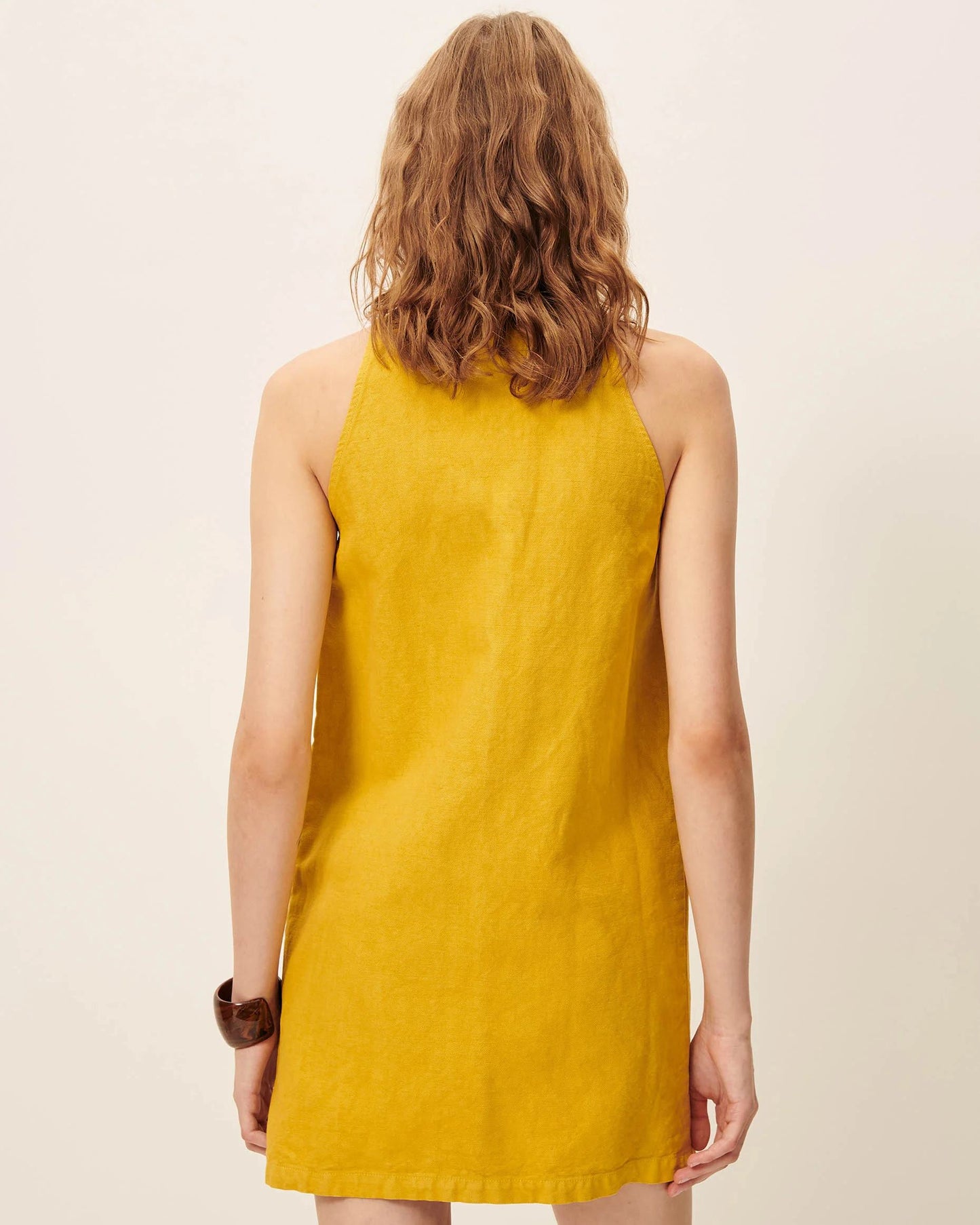 Women Dress Garment-Dyed Cotton Linen Canvas - Mint Leaf Citronnelle