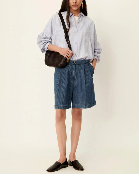 Women's Bermuda Shorts Denim Twill Fabric - Regate-Blue