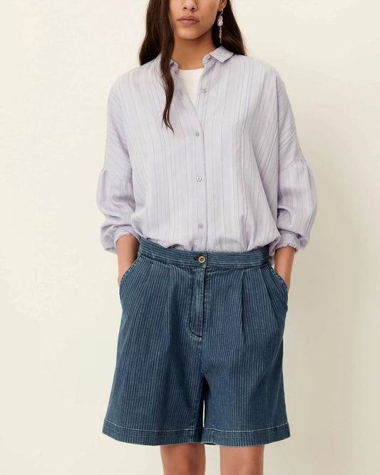 Women's Bermuda Shorts Denim Twill Fabric - Regate-Blue