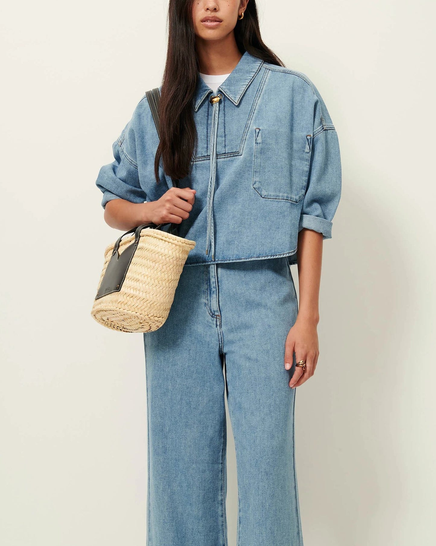 Women's Button-Down Denim Blouse Organic Cotton Denim Twill - Azuru