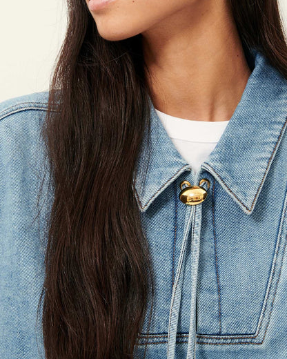 Women's Button-Down Denim Blouse Organic Cotton Denim Twill - Azuru