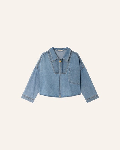 Women's Button-Down Denim Blouse Organic Cotton Denim Twill - Azuru