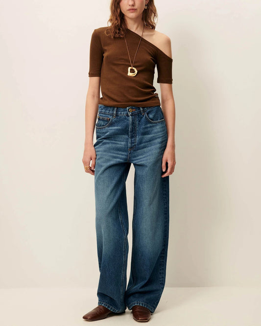 Women Fitted Short-Sleeve T-Shirt Ribbed Jersey - Baobab