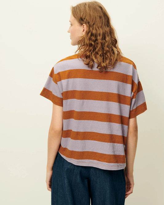 Unisex Tshirt Cotton-Linen Jersey - Multicolor Stripe Lilaglaze