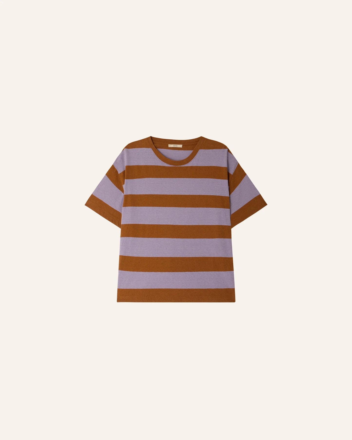 Unisex Tshirt Cotton-Linen Jersey - Multicolor Stripe Lilaglaze