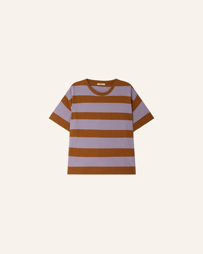 Unisex Tshirt Cotton-Linen Jersey - Multicolor Stripe Lilaglaze
