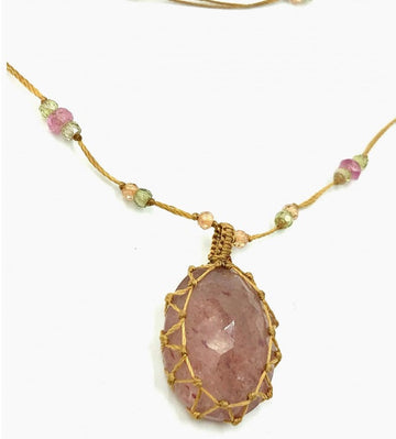Necklace  Tibetan Vv Pink-Quartz