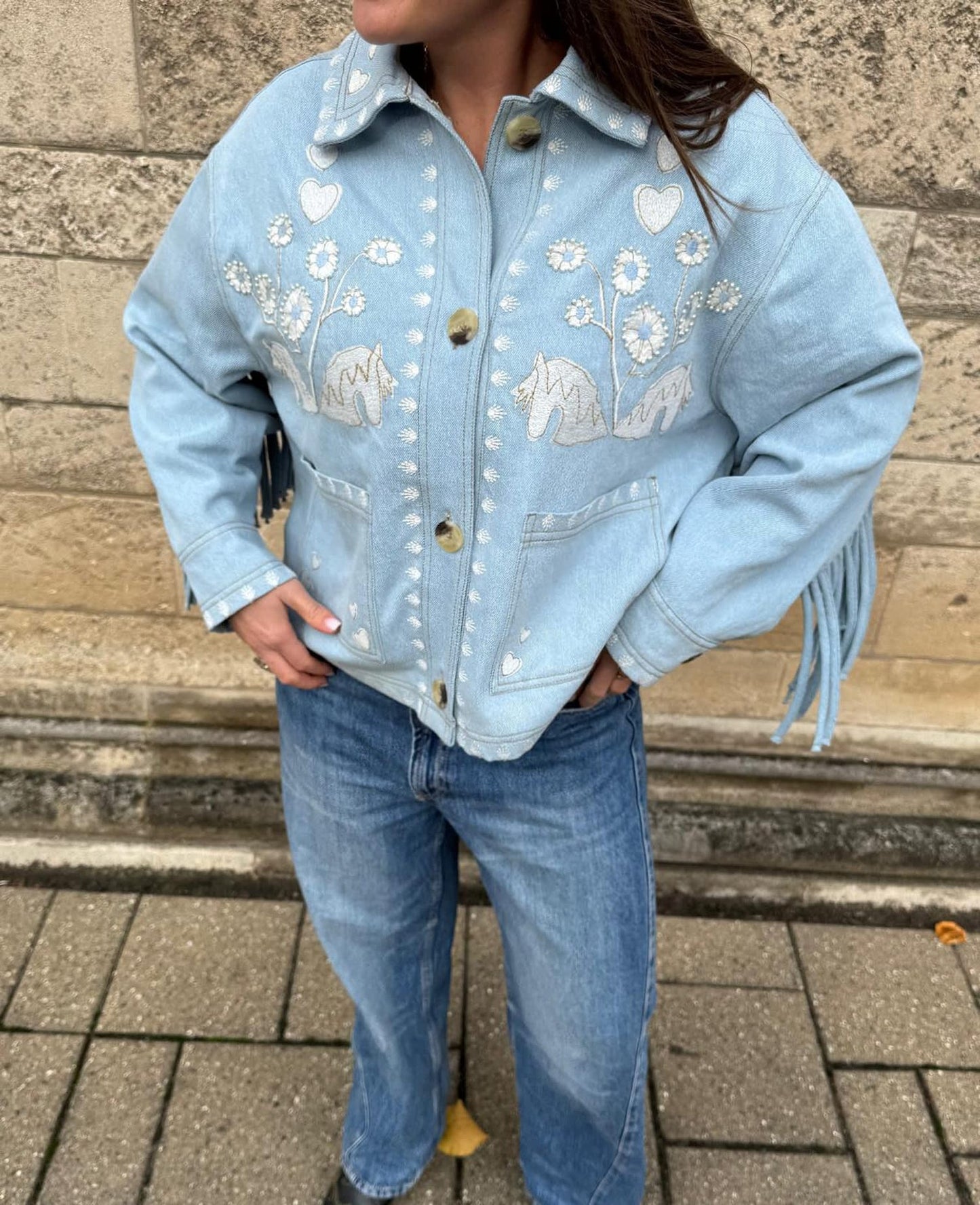 Unisex  Jacket  Fabric - Indigo Washed Vintage Denim