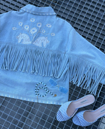 Unisex  Jacket  Fabric - Indigo Washed Vintage Denim