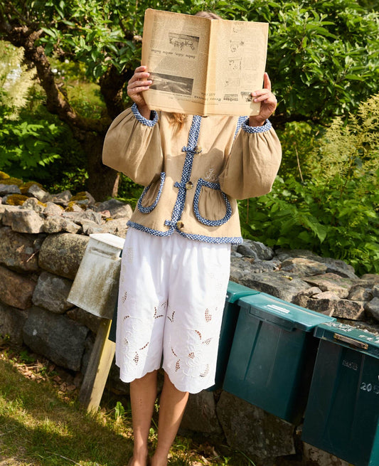 SISSEL EDELBO Women's Como Jacket 100% Organic Cotton Embroidered Outerwear - Sand