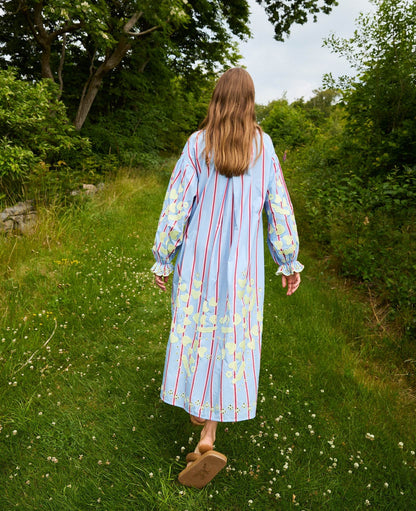 SISSEL EDELBO Women's Elisabeth Dress 100% Organic Cotton Poplin - Bluebell-Stripes