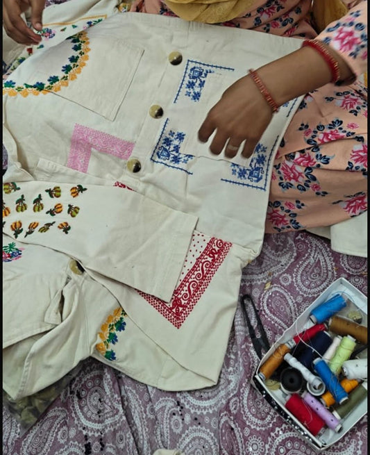 Unisex Shirt Jacket 100% Organic Cotton Canvas - Beige