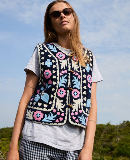 Men's Longline Vest Premium Italian Wool Blend - Navy