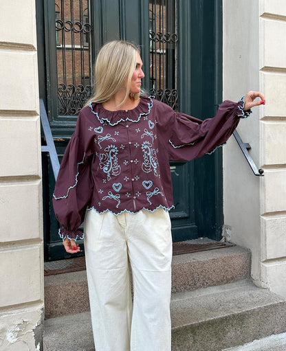 Blouse Tone Shirt Wine