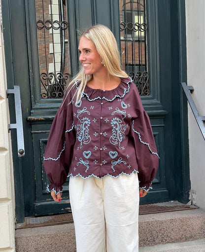 Blouse Tone Shirt Wine