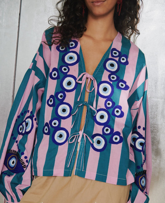 Blouse Zippy Top Petrol-Green