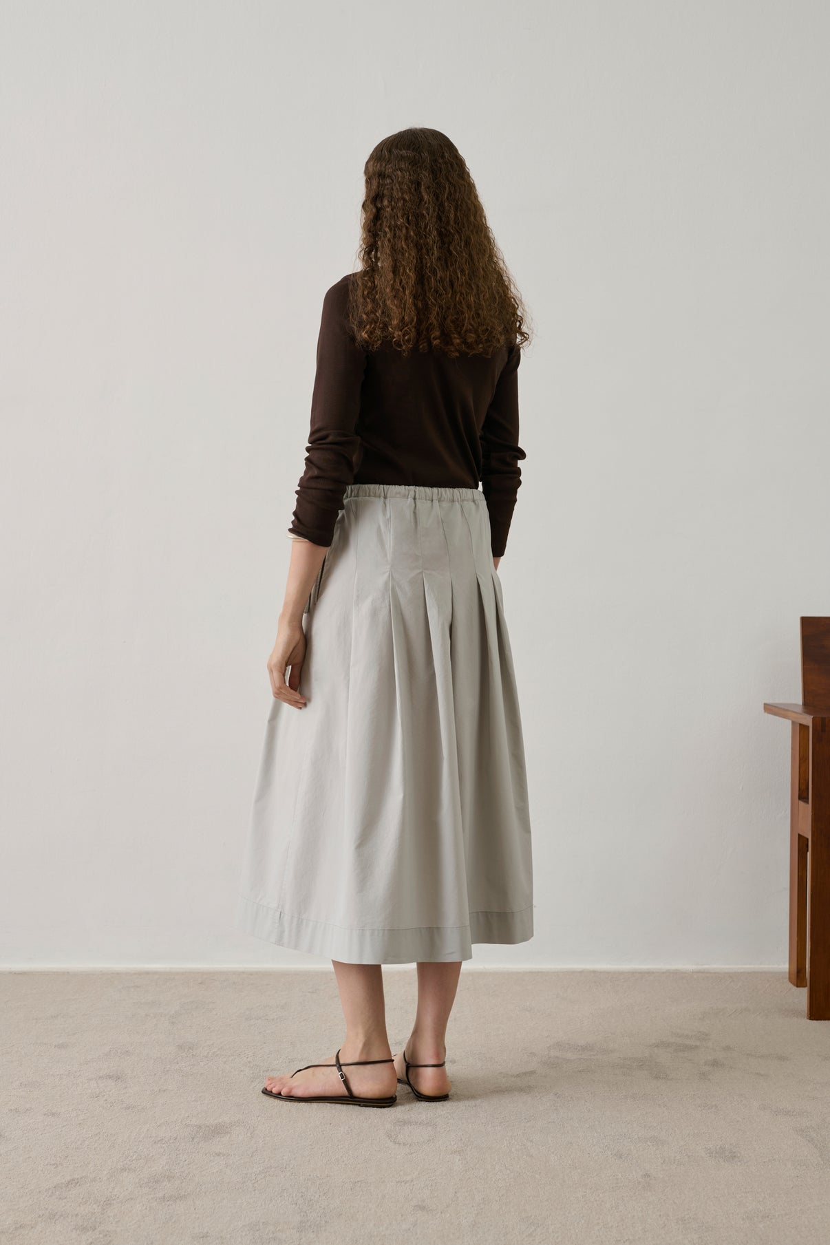 Women's Skirt Premium Washed Cotton Poplin - Gris-Clair
