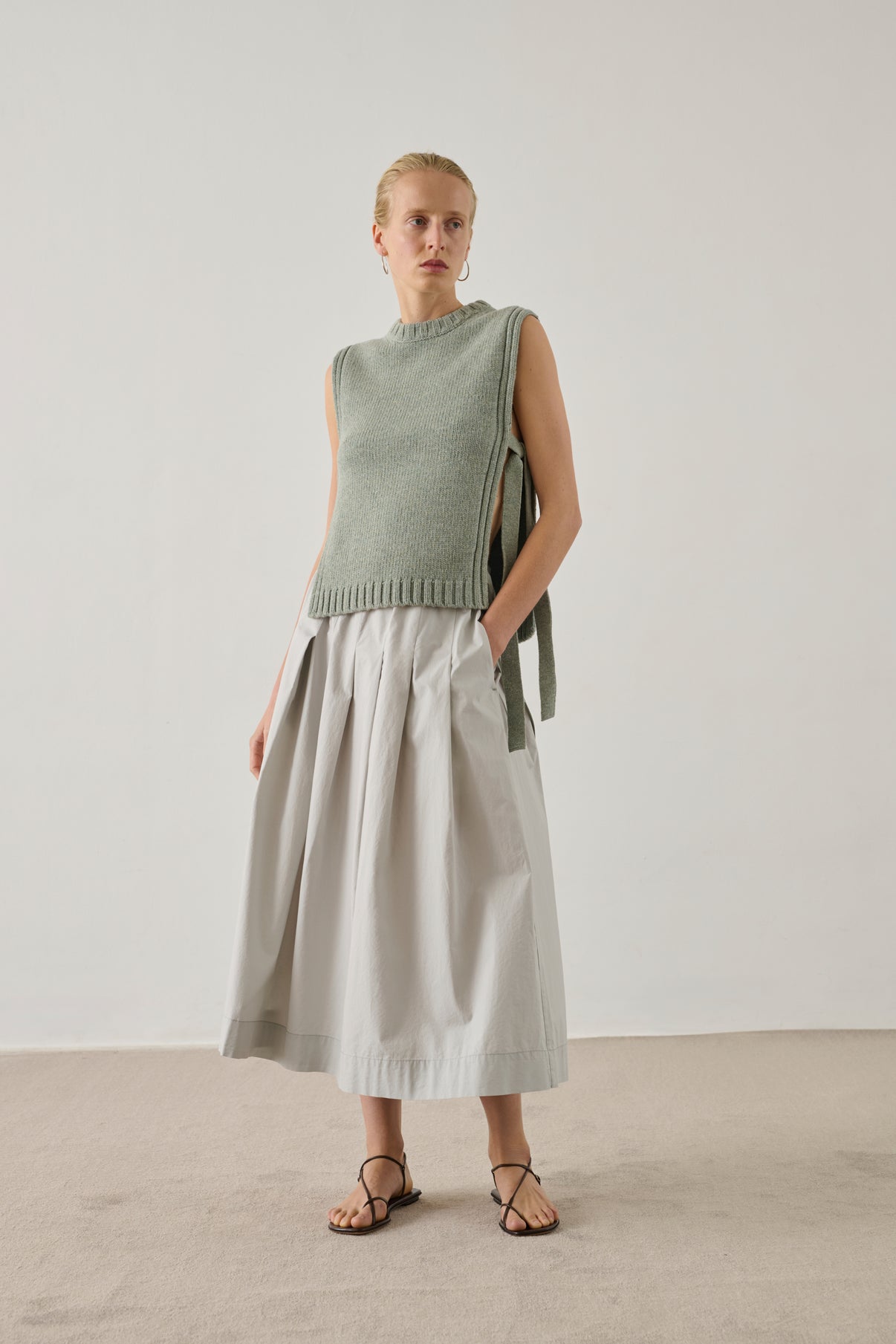 Women's Skirt Premium Washed Cotton Poplin - Gris-Clair