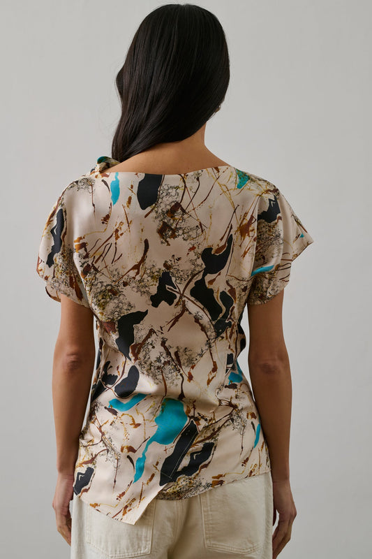 Blouse Fedora Beige-Turquoise