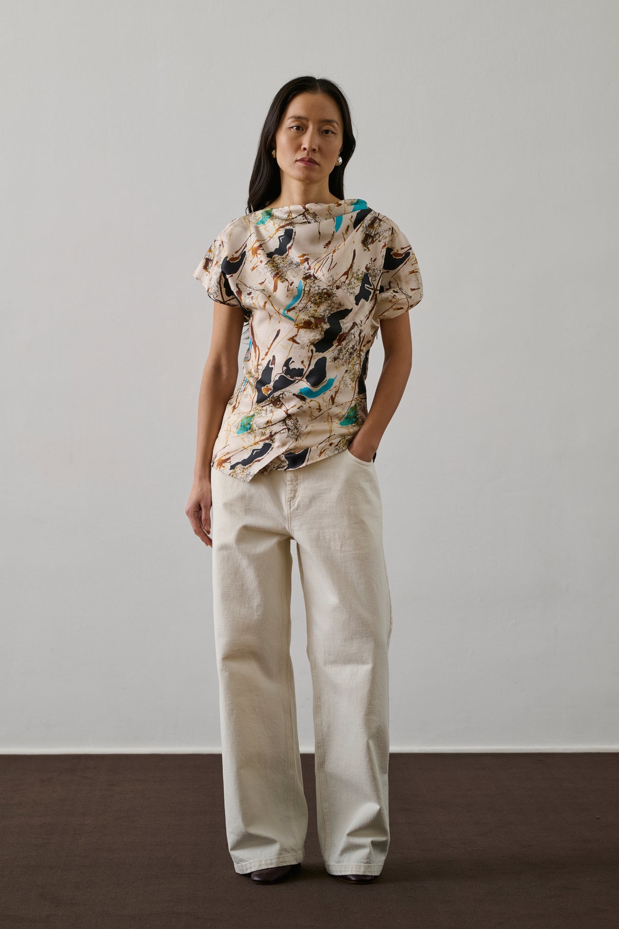 Blouse Fedora Beige-Turquoise