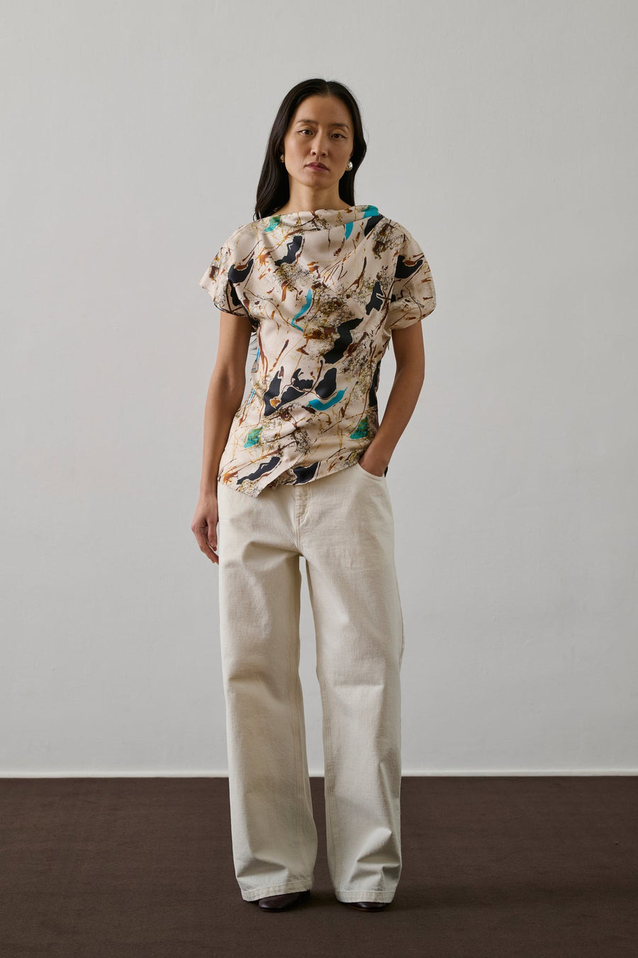 Blouse Fedora Beige-Turquoise