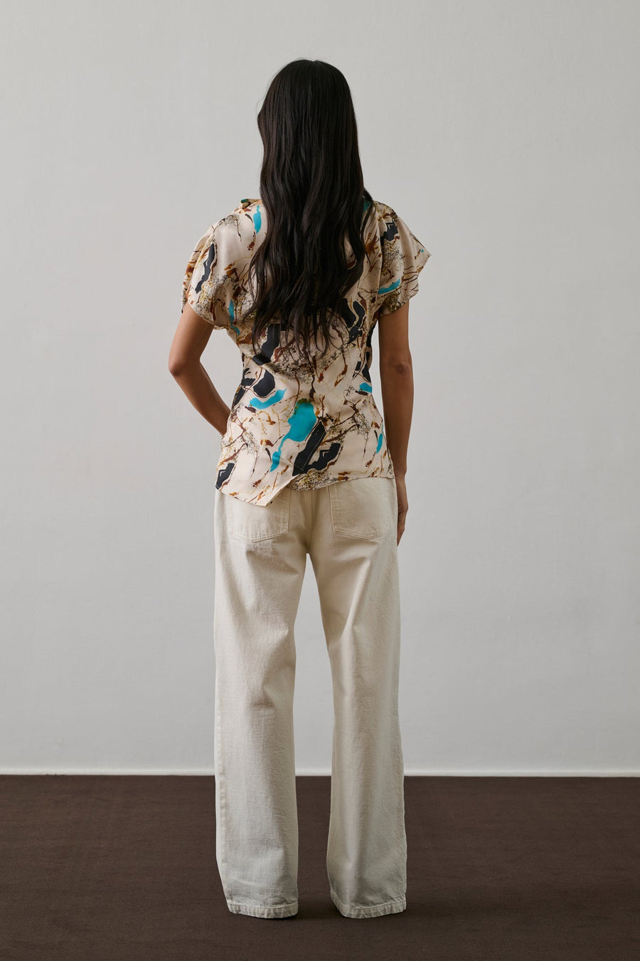 Blouse Fedora Beige-Turquoise