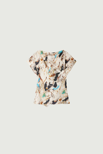 Blouse Fedora Beige-Turquoise