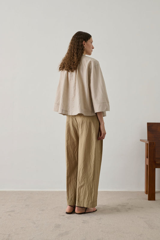 Women's Button-Down Blouse 100 Percent Cotton Poplin - Mastic