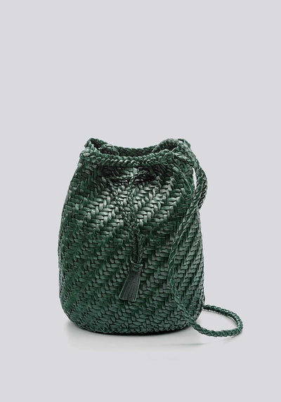 Dragon | Crocheted Goat Leather Crossbody Bag - Green Forest