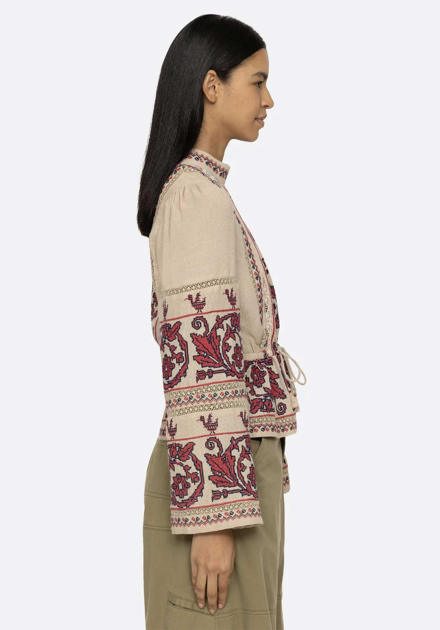 Blouse Beena Embroidery Ss24-082 Taupe