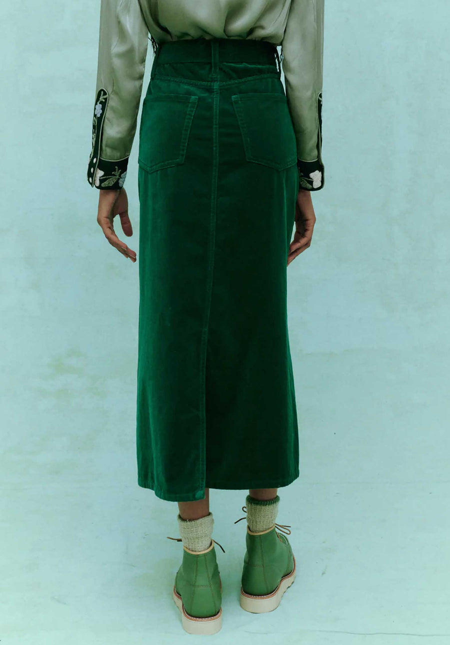 Skirt K120915 Velvet Column Emerald