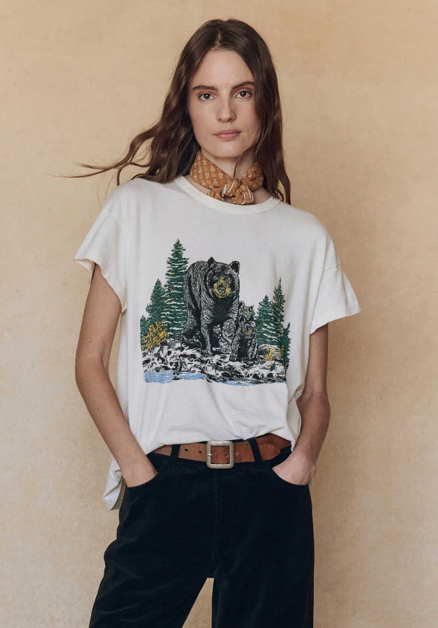 Tshirt T209002bb Boxy Black Bear Washed-White