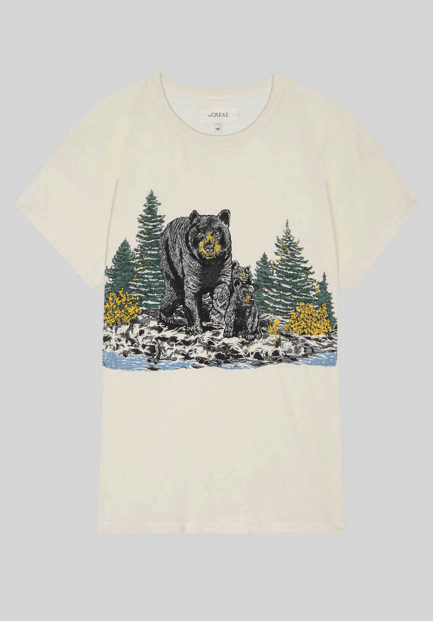 Tshirt T209002bb Boxy Black Bear Washed-White