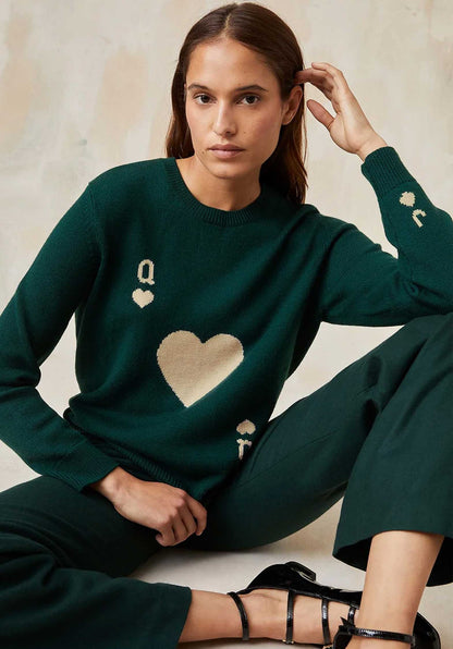 Pullover Dame De Coeur Vert