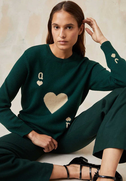 Pullover Dame De Coeur Vert