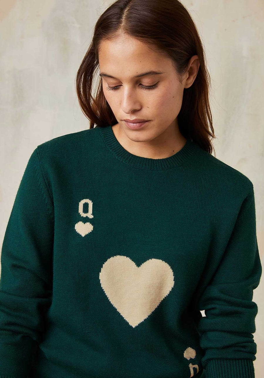 Pullover Dame De Coe Dame De Coeur Vert